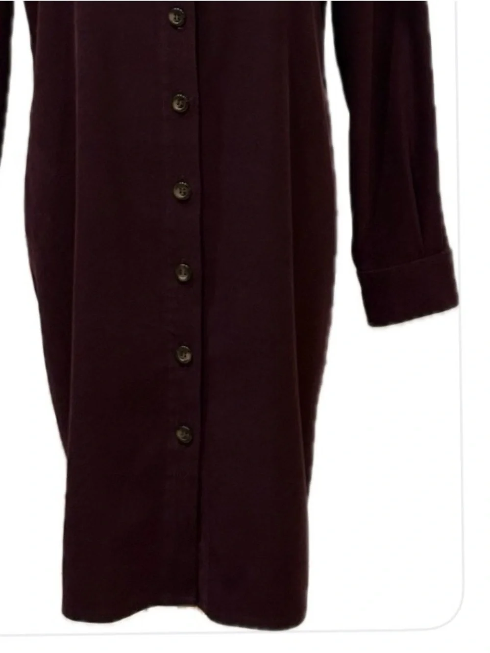Talbots Petites Plum Velvet Long Sleeves Button Down Shirt Dress 6